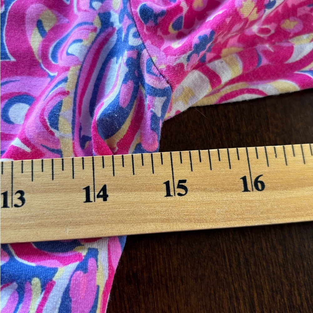 Lilly Pulitzer Karlie Wrap Shorts Romper Pink and Purple Abstract Design Size XS - Picture 9 of 11